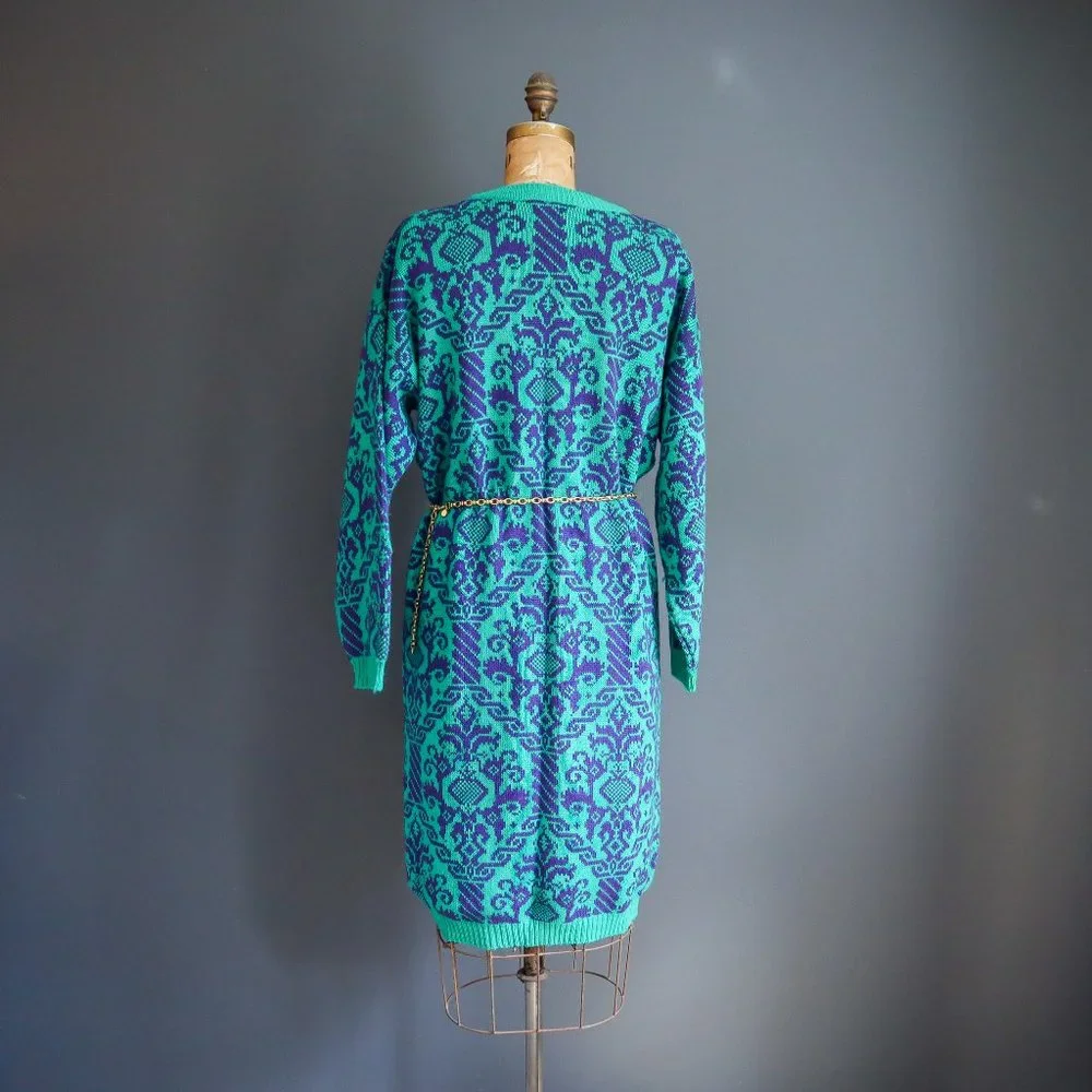 Purple and Green Acrylic Sweater Dress by DAKOTA - Picture 4 of 10